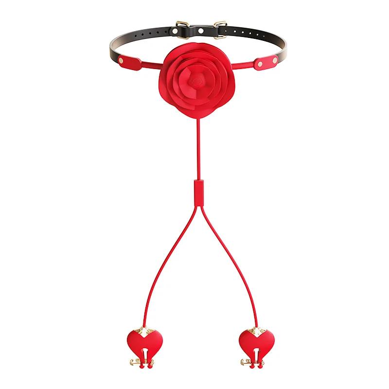 GINYA New BDSM Rose Mouth Ball Breast Clamp Vibrators main image
