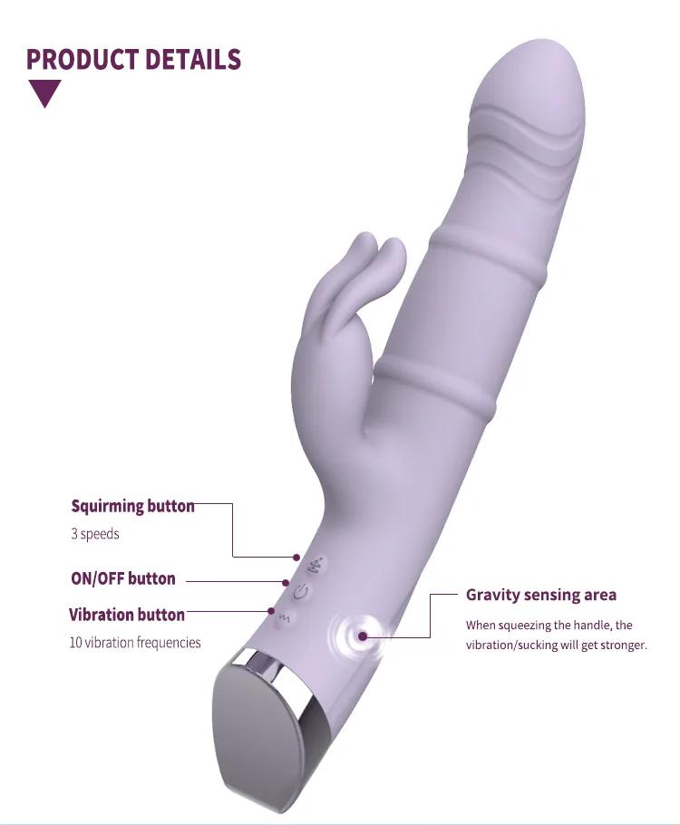 GINYA New Design Gravity Sensor Squirming Rotating Rabbit Vibrator CH01285 gallery image 5