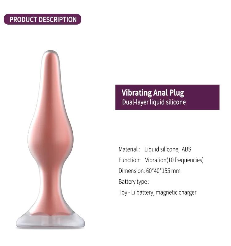 GINYA OEM ODM Dual Layer Liquid Silicone Vibrating Anal Plug — CH09005 gallery image 2