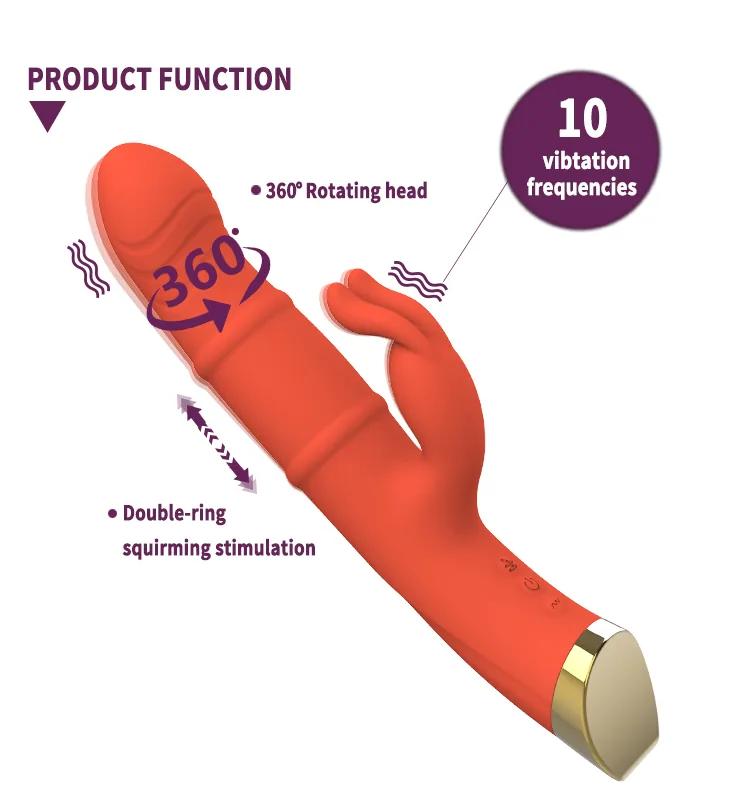 GINYA New Design Gravity Sensor Squirming Rotating Rabbit Vibrator CH01285 gallery image 3