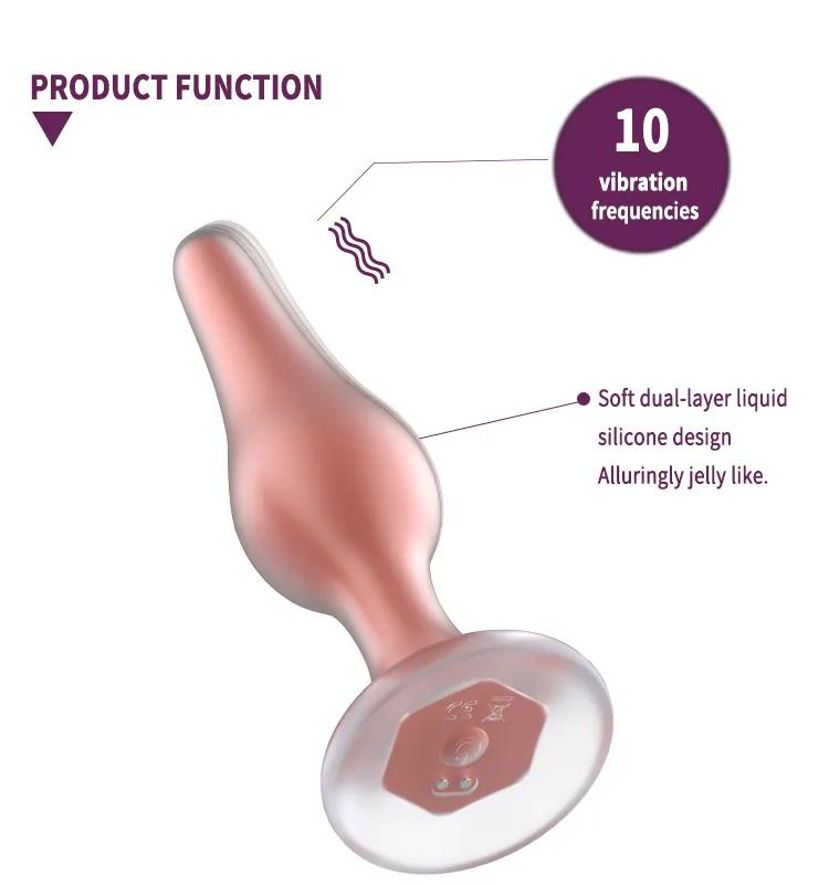 GINYA OEM ODM Dual Layer Liquid Silicone Vibrating Anal Plug — CH09005 gallery image 4