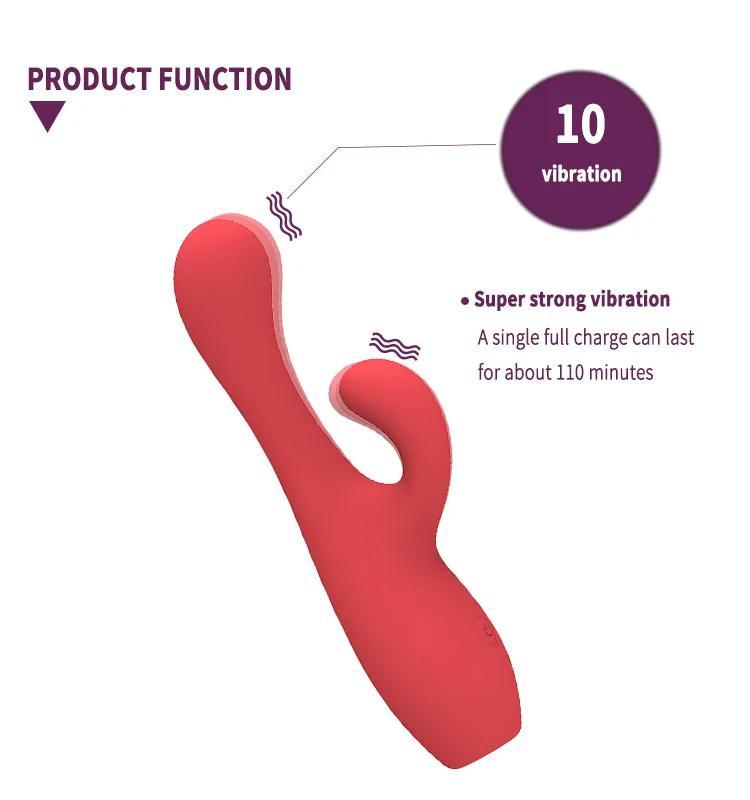 GINYA New Design Gradient Color Liquid Silicone Mujer Rabbit Vibrador — CH01313 gallery image 4