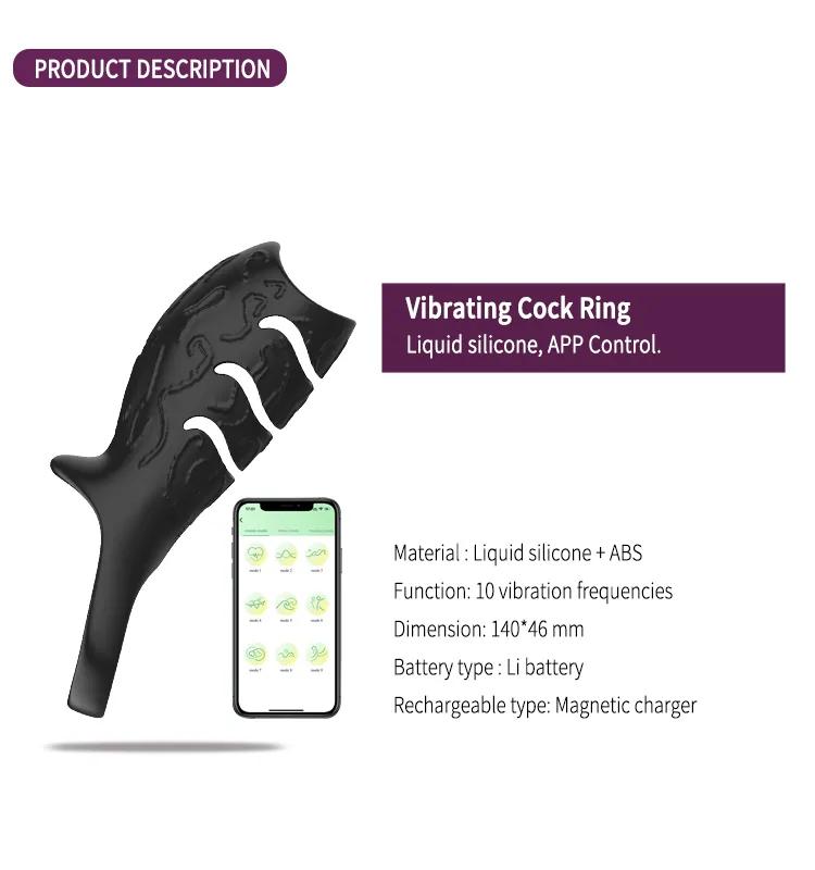 GINYA Male Masturbation Toy APP Controlled Vibrating Cock Ring — CH08048 gallery image 2
