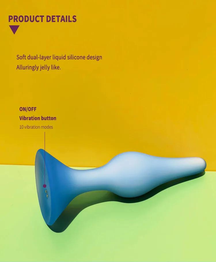 GINYA OEM ODM Dual Layer Liquid Silicone Vibrating Anal Plug — CH09005 gallery image 6
