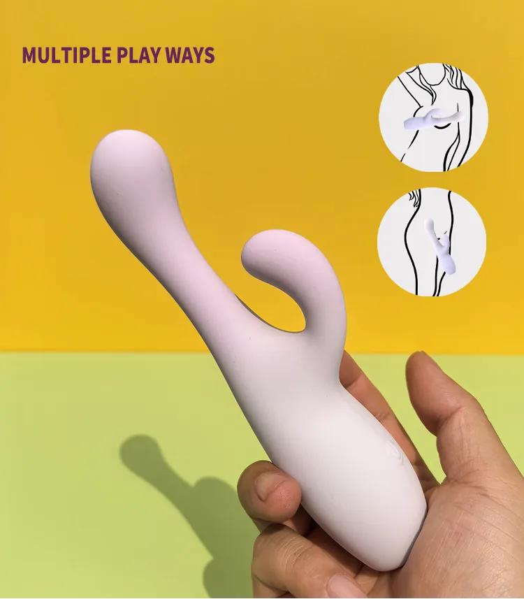 GINYA New Design Gradient Color Liquid Silicone Mujer Rabbit Vibrador — CH01313 gallery image 5