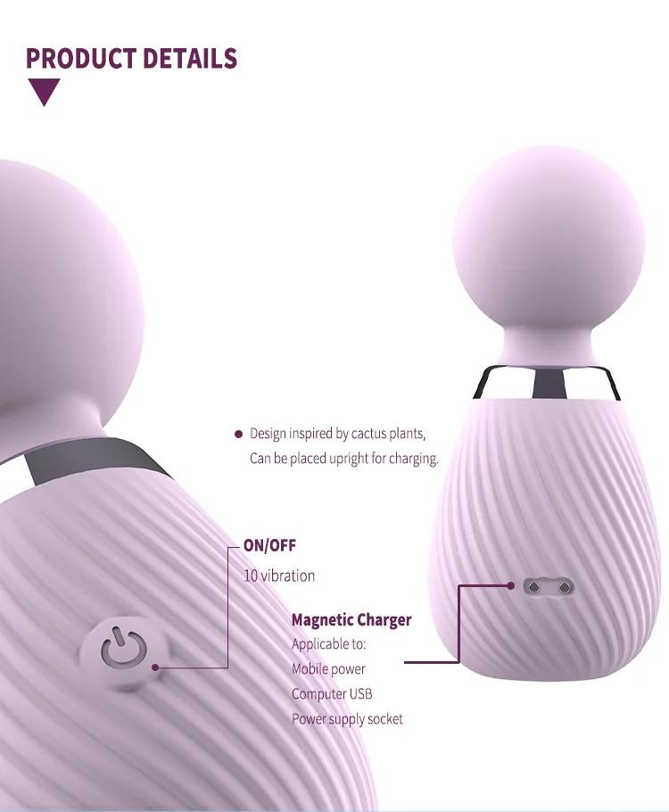 GINYA New Pinstripe Design Mujer Vibración Fuerte Mini AV Wand Massager gallery image 5
