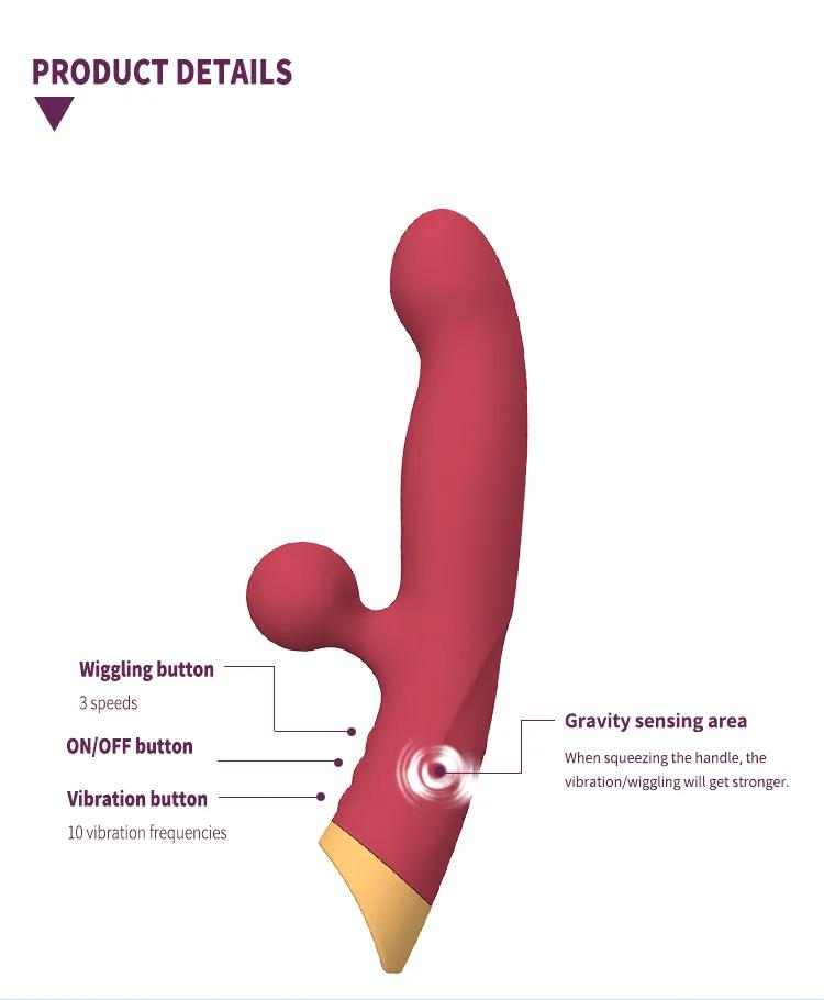 GINYA New Design Gravity Sensor Finger Wiggling Rabbit Vibrators gallery image 6