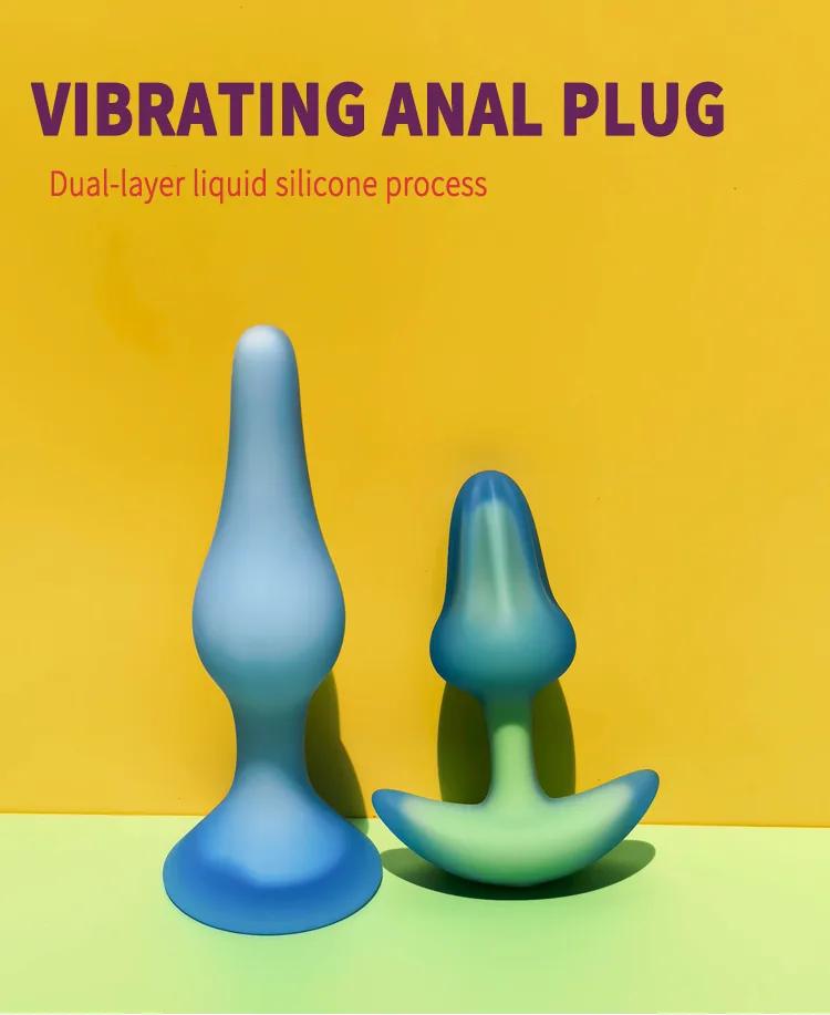 GINYA OEM ODM Dual Layer Liquid Silicone Vibrating Anal Plug — CH09005 gallery image 1