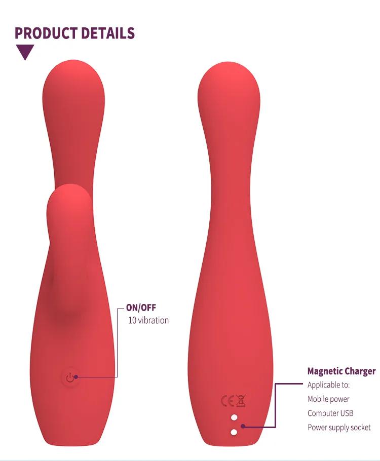 GINYA New Design Gradient Color Liquid Silicone Mujer Rabbit Vibrador — CH01313 gallery image 6