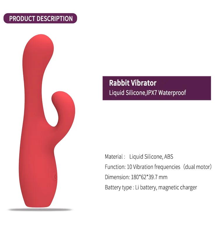 GINYA New Design Gradient Color Liquid Silicone Mujer Rabbit Vibrador — CH01313 gallery image 2