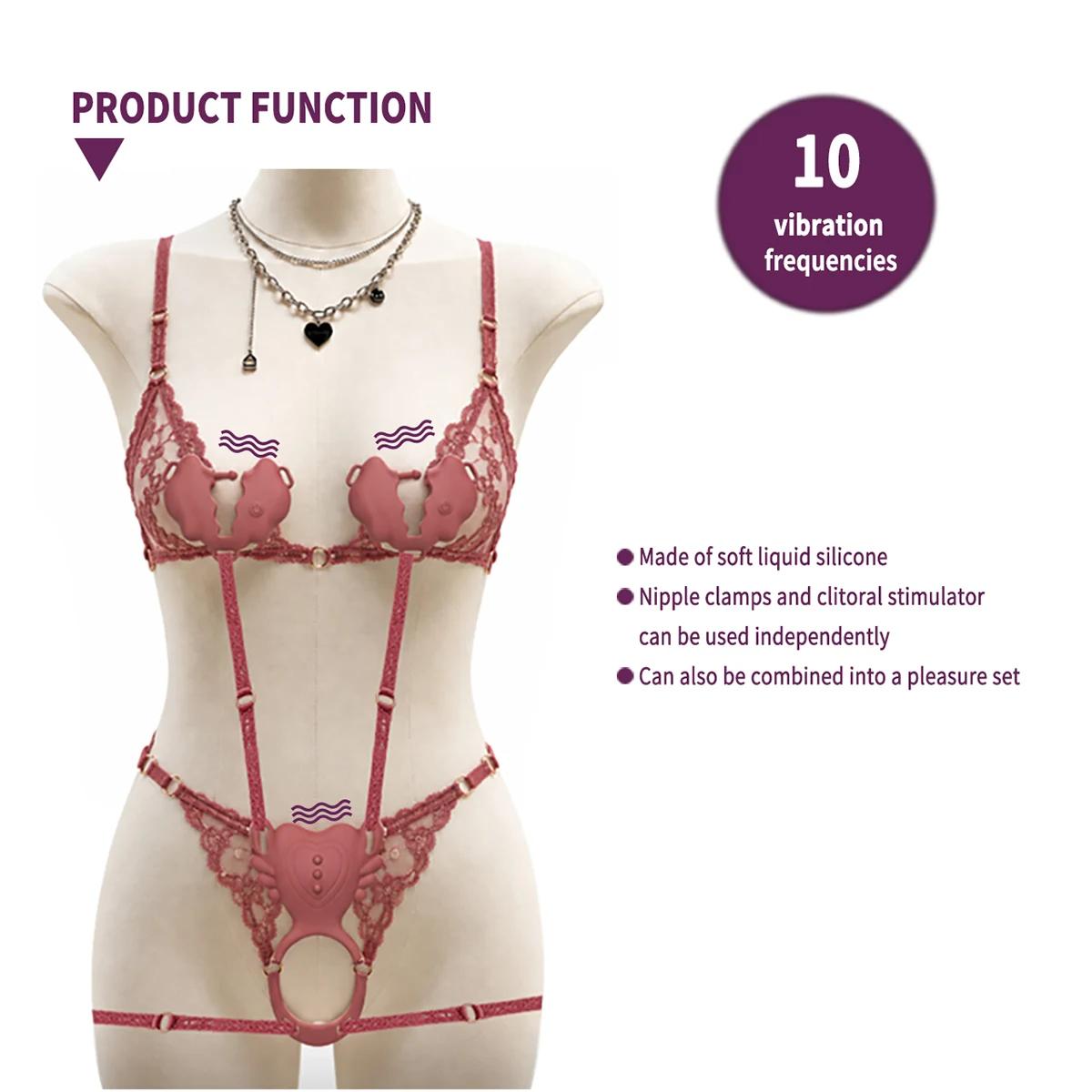 OEM/ODM Wearable Nipple Clamp and Clitoral Stimulator BDSM Sex Toy Set | GINYA CH06063 gallery image 4